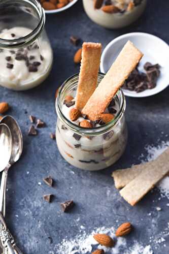 Almond Joy Pudding Parfaits & Coconut Sable Cookie Dippers (df + vegan)