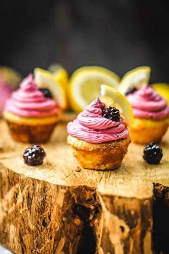 Blackberry Lemonade Mini Cupcakes (Vegan)