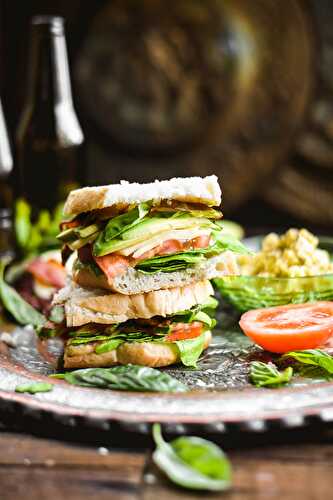 Sourdough Caprese BLAT Sandwiches + Roasted Garlic Butter (Vegan)
