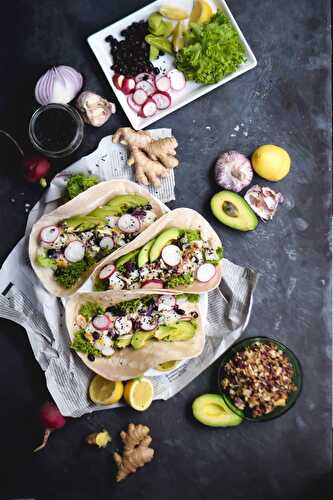 Asian Tempeh Tacos with Black Sesame Slaw