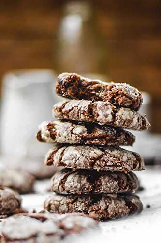 Soft Dark Chocolate Crinkle Cookies (Vegan)
