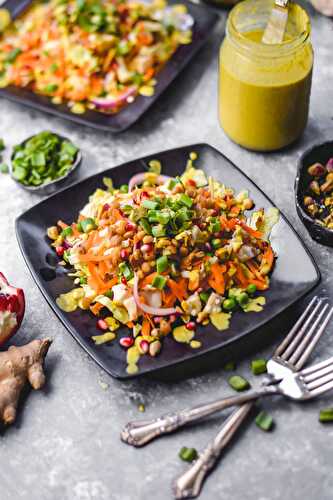 Indian Carrot Lentil Salad with Curry Tahini Dressing (Vegan)