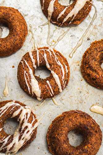 Carrot Cake Baked Doughnuts with Maple Coconut Icing (Vegan)