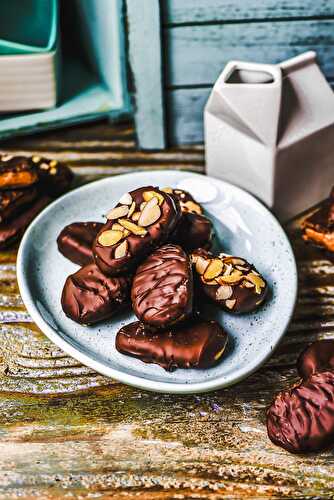 Chocolate Covered Almond Butter Eggs (Vegan+GF)