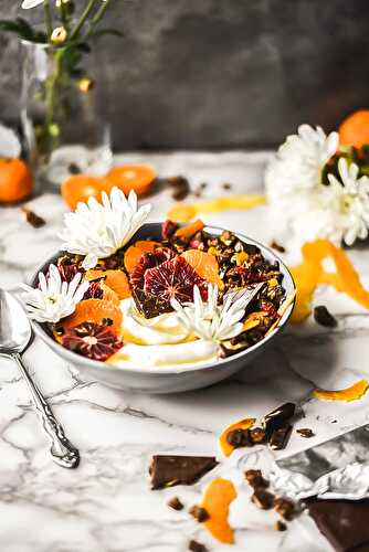 Chocolate Hazelnut Granola Orange Yogurt Bowls
