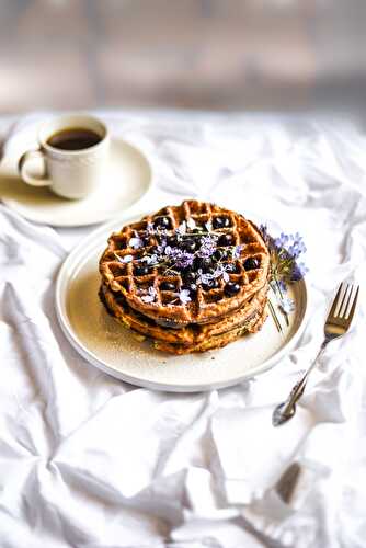 Blueberry Lavender Protein Waffles (Vegan+GF)