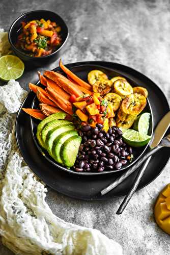 Cuban Black Bean & Plantain Plates + Mango Salsa (Vegan+GF)