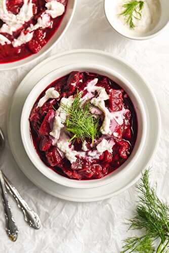 Traditional Ukrainian Red Borscht Soup (Vegan+GF)
