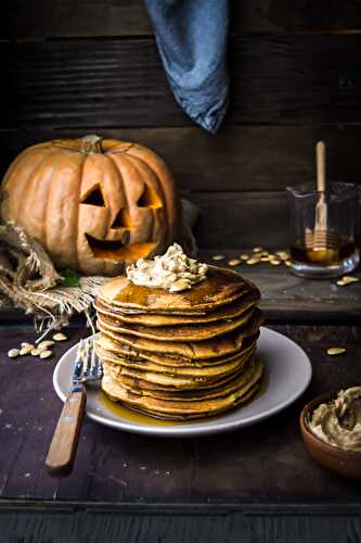 The BEST Pumpkin Pancakes + Maple Nut Butter Spread (Vegan+GF)