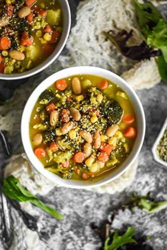 Easy White Bean Herb & Vegetable Soup (Vegan+GF)
