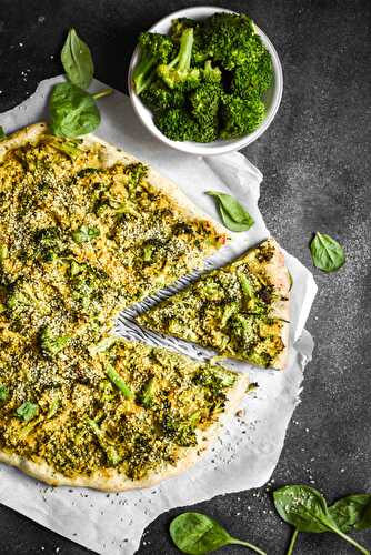 Cheesy Broccoli "Cheddar" Pizza (Vegan+GF)