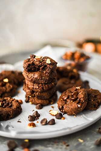 Double Chocolate Chip Hazelnut Cookies (Vegan+GF)