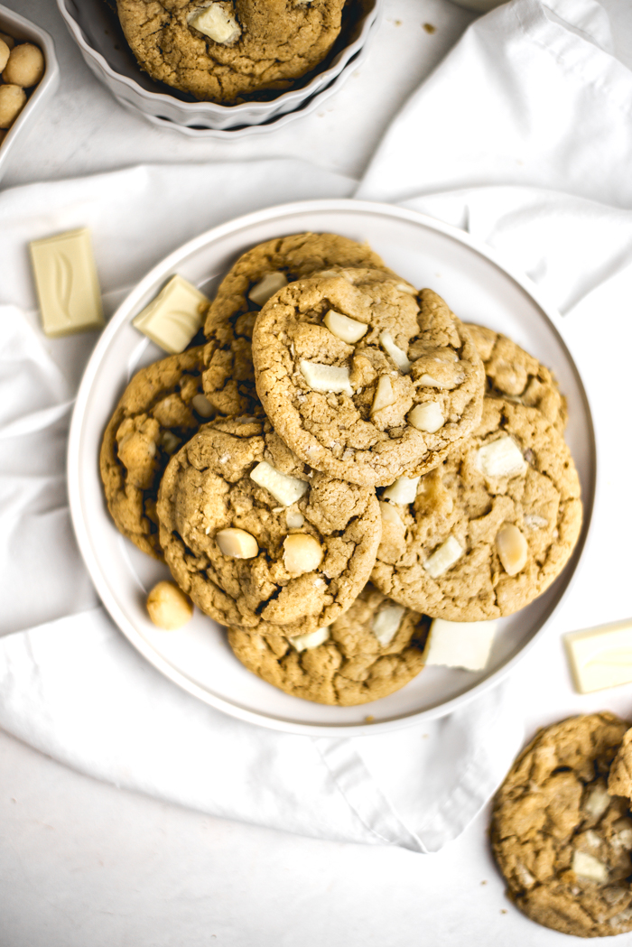 Soft Vegan White Chocolate Macadamia Nut Cookies (Gluten Free)