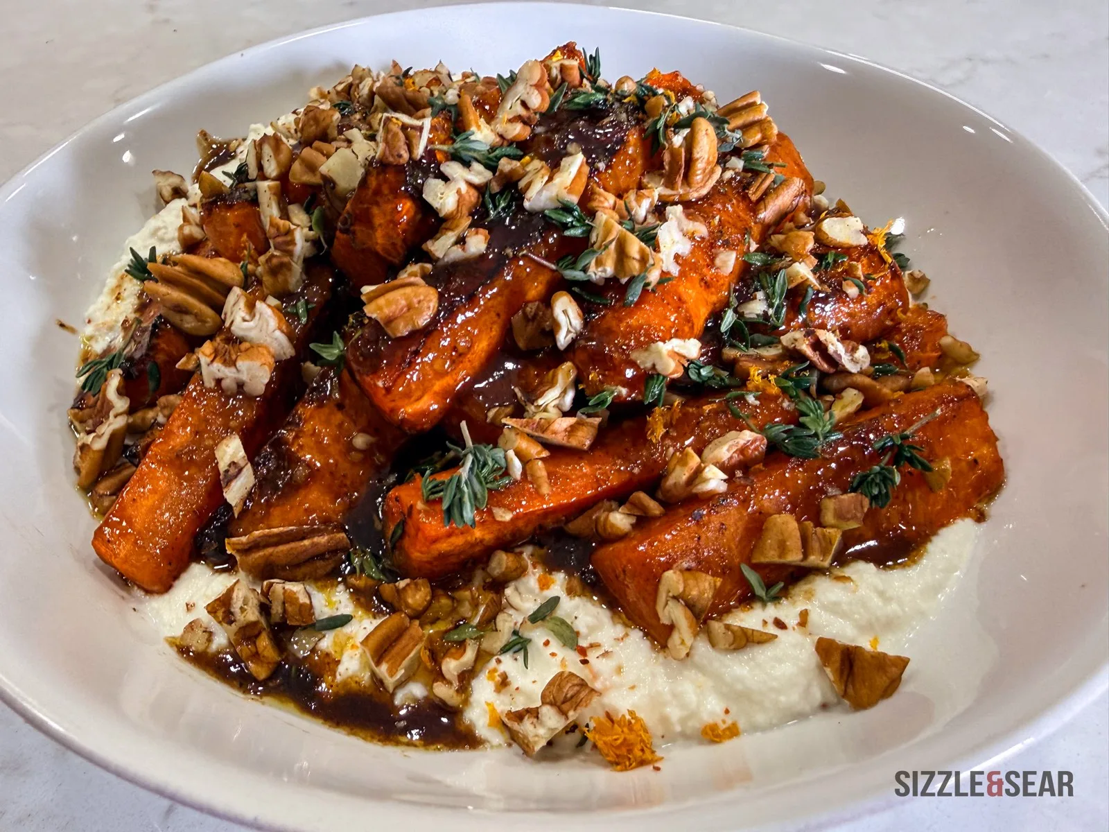 Maple-Miso Brown Butter Carrots with Whipped Ricotta & Toasted Pecans
