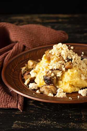 Vegan Banosh (Ukrainian Corn Grits with Porcini Mushrooms)