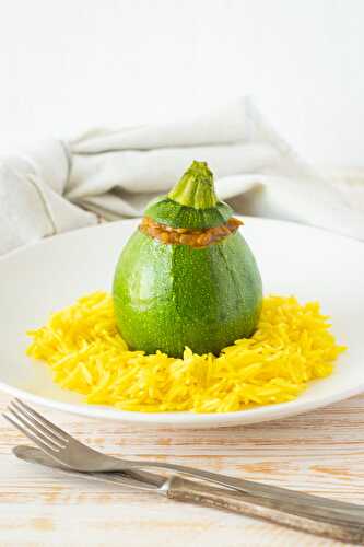 Courgettes Stuffed with Red Lentil Curry