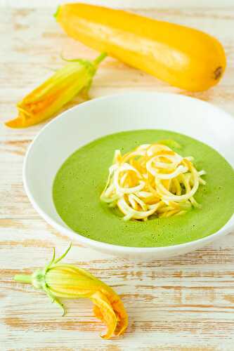 Raw Sorrel Soup with Yellow Squash Zoodles