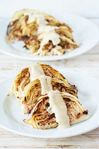 Roasted Cabbage Wedges with Caraway Mustard Sauce