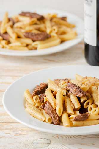 Truffle Pasta with Soya Meat and Porcini Mushrooms