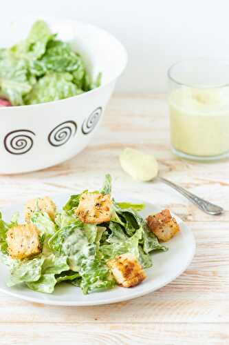 Vegan Caesar Salad with Herbed Garlic Croutons
