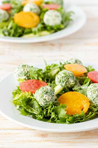 Fresh Salad with Olive Tofu Balls