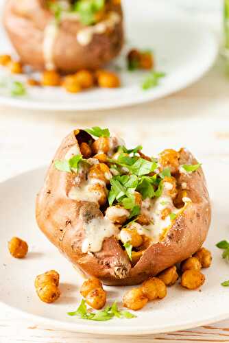 Stuffed Sweet Potatoes with Crispy Chickpeas