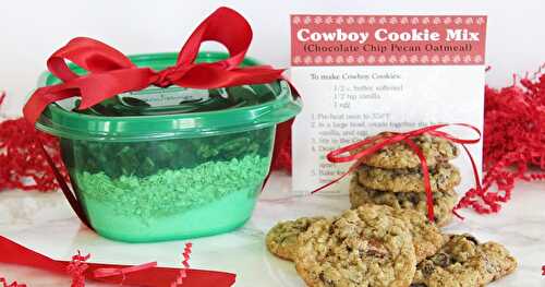 Cowboy Cookie Mix Gift (Chocolate Chip Pecan Oatmeal) with Printable Recipe Cards!