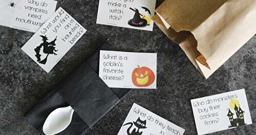 Halloween Lunchbox Note Jokes Printable + How to Fold a Silverware Pouch Serviette