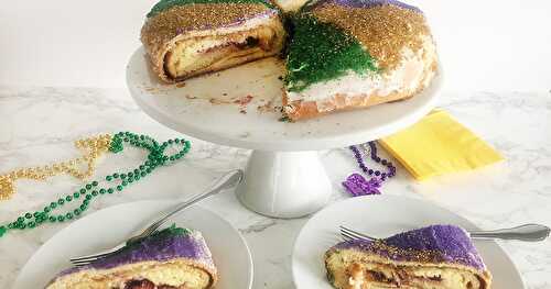 Mardi Gras King Cake With Blackberry Cream Cheese Filling