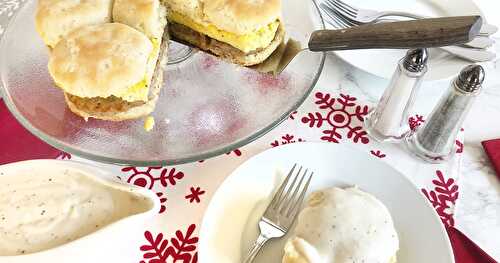 Sausage & Egg Biscuits with Gravy Breakfast Bake!