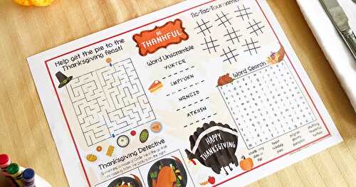 Thanksgiving Games Placemat for Your Kids' Table {Free Printable!}