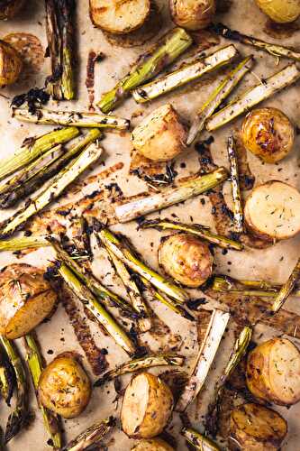 Balsamic Roasted Potatoes with Asparagus