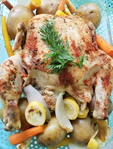 Slow Cooker Roasted Chicken and Summer Vegetables