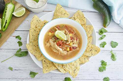 Spicy Slow Cooker Chicken Tortilla Soup
