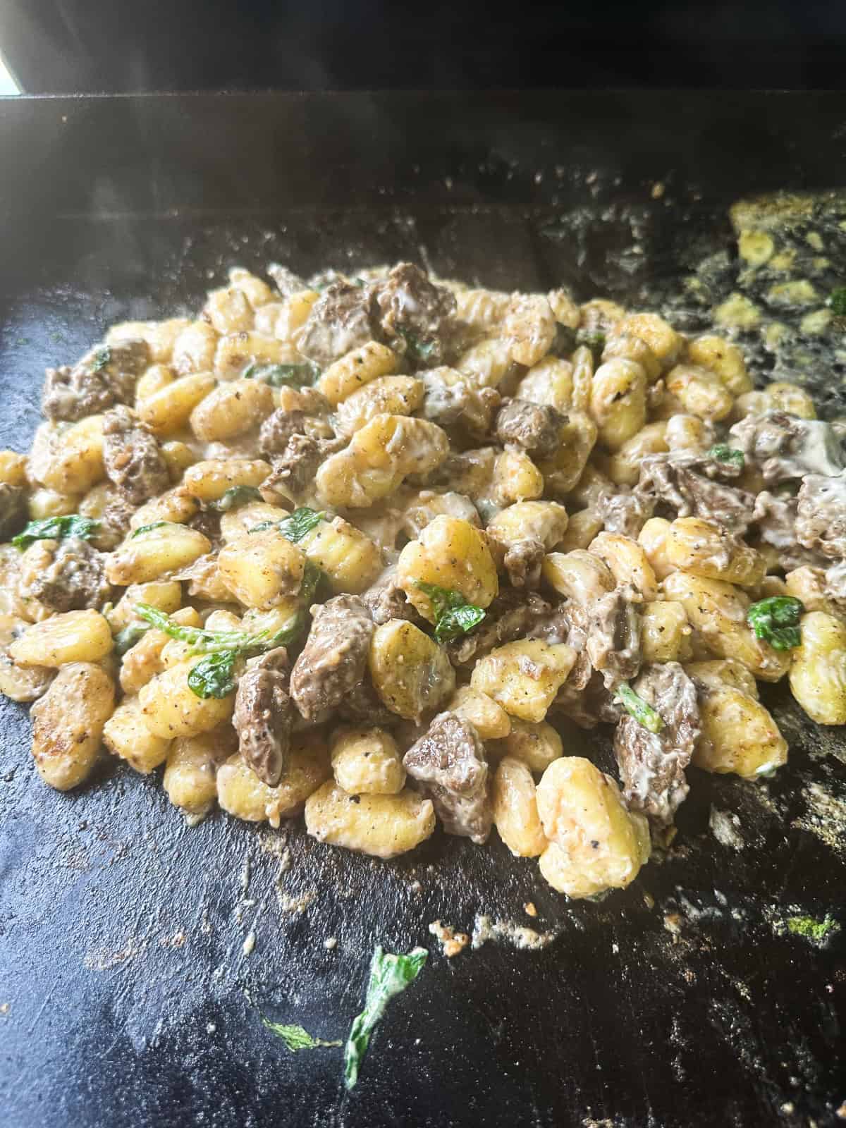 Blackstone Steak and Gnocchi Alfredo