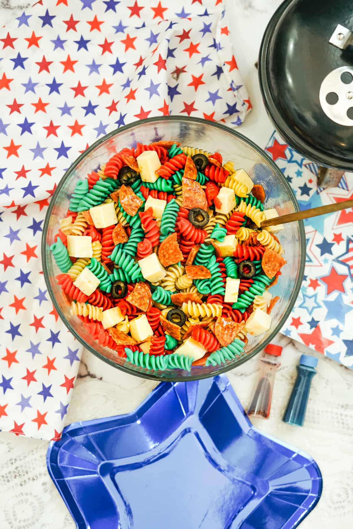 Red White and Blue Italian Pasta Salad