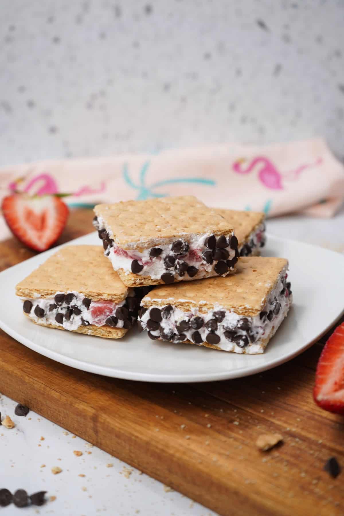 Strawberry & Chocolate Cool Whip Ice Cream Sandwiches