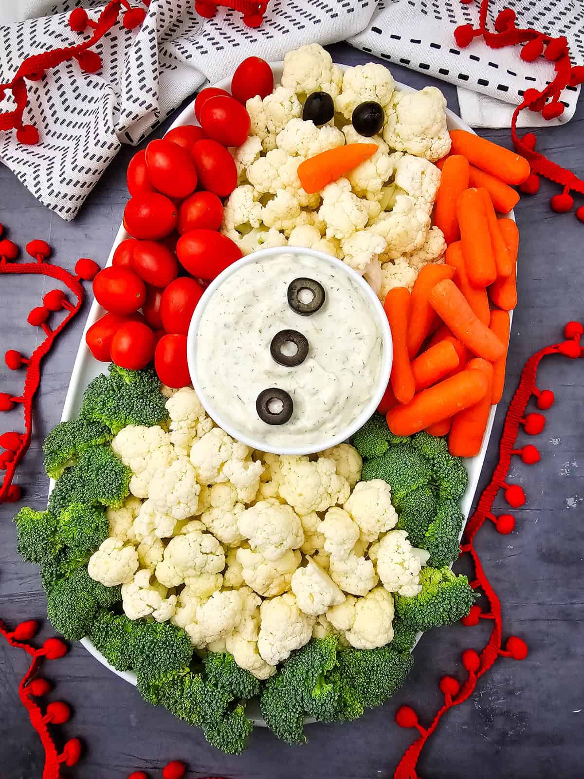 Adorable Snowman Vegetable Platter