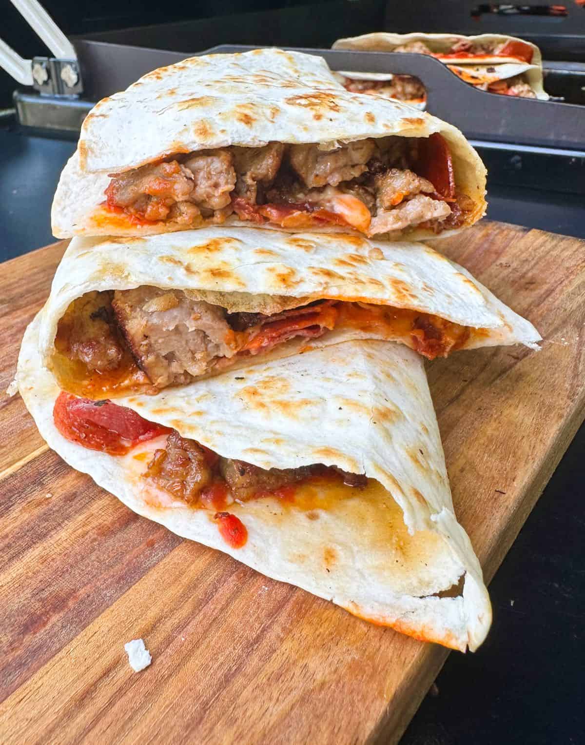 Meat Lovers Pizza Quesadillas (Blackstone or Stove Top)