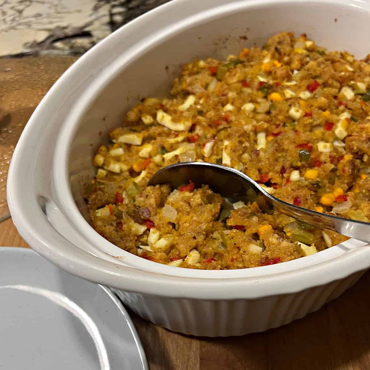 Cornbread Dressing with Boiled Eggs