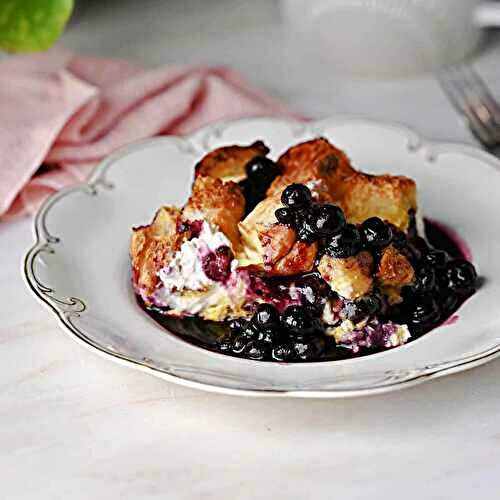 Overnight Blueberry French Toast Bake with Croissants