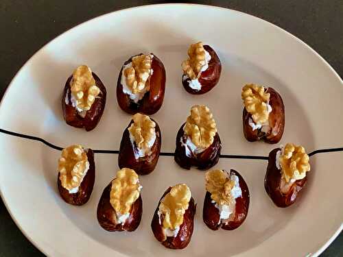Dates filled with goat cheese and walnuts