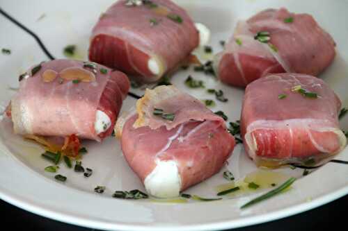 Bacon wrapped grilled goat cheese