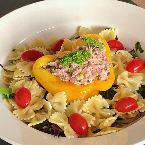 Roasted yellow bell pepper with tuna