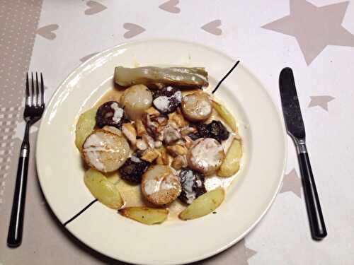 Scallops with blood sausage
