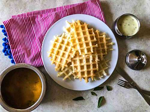 Idli Waffles with Instant Pot Sambar and a Quick Coconut Chutney
