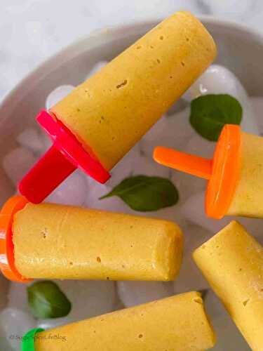 Creamy Mango Basil Popsicles