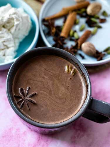 Masala Chai Hot Chocolate with Cardamom Vanilla Whipped Cream