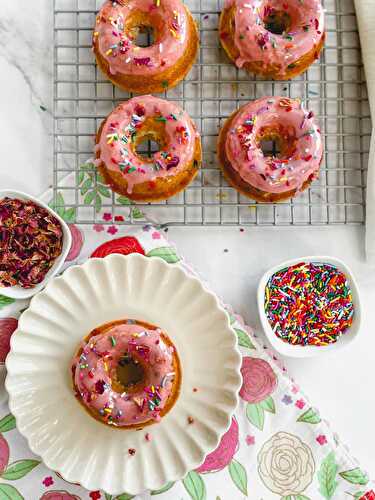 Rose Glazed Funfetti Donuts