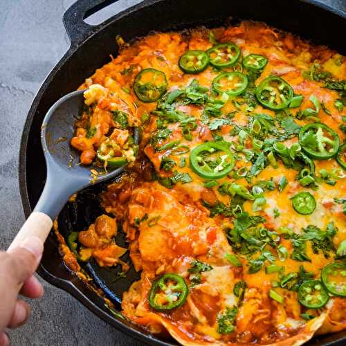 Chicken and Pinto Bean Enchilada Skillet